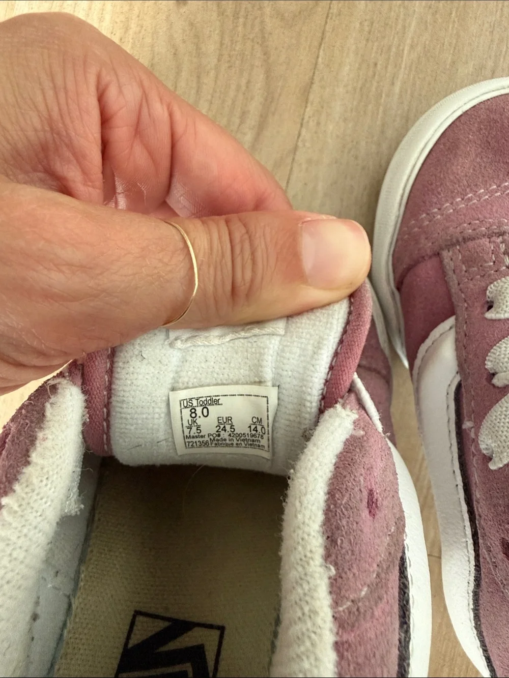 Vans Kids Pink Suede Skate Sneakers with White Stripe